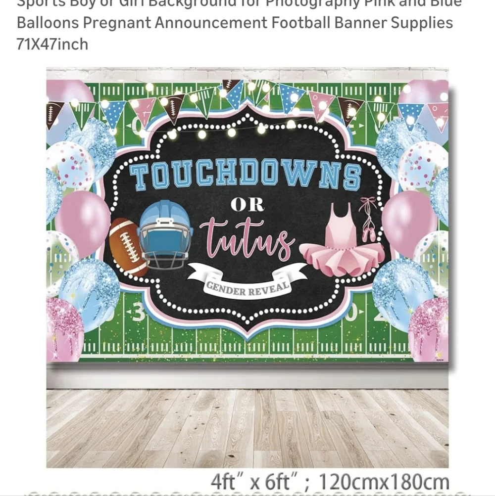Touchdowns or Tutus Gender Reveal Banner